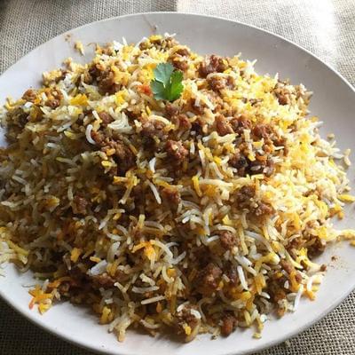 Mutton Keema Biryani (Kolkata Style)