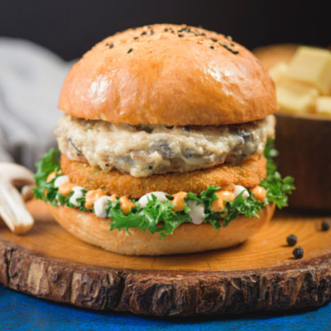 Cheesy Parmesan Mushroom Veg Burger