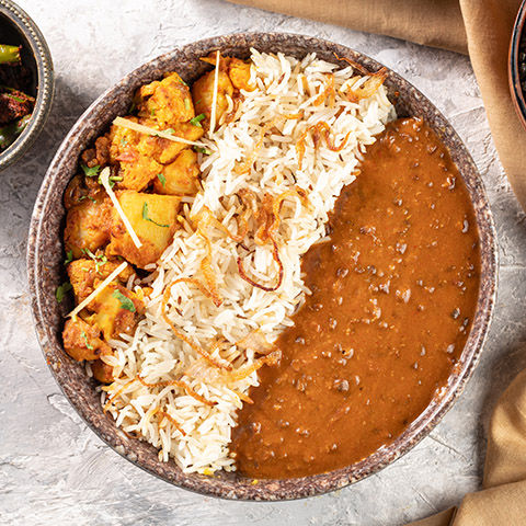Dal Makhani, Aloo Gobhi & Jeera Pulao