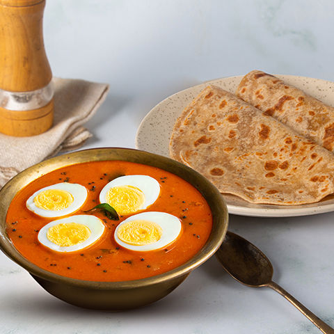 Masala Egg Curry, 2 Paratha Thali