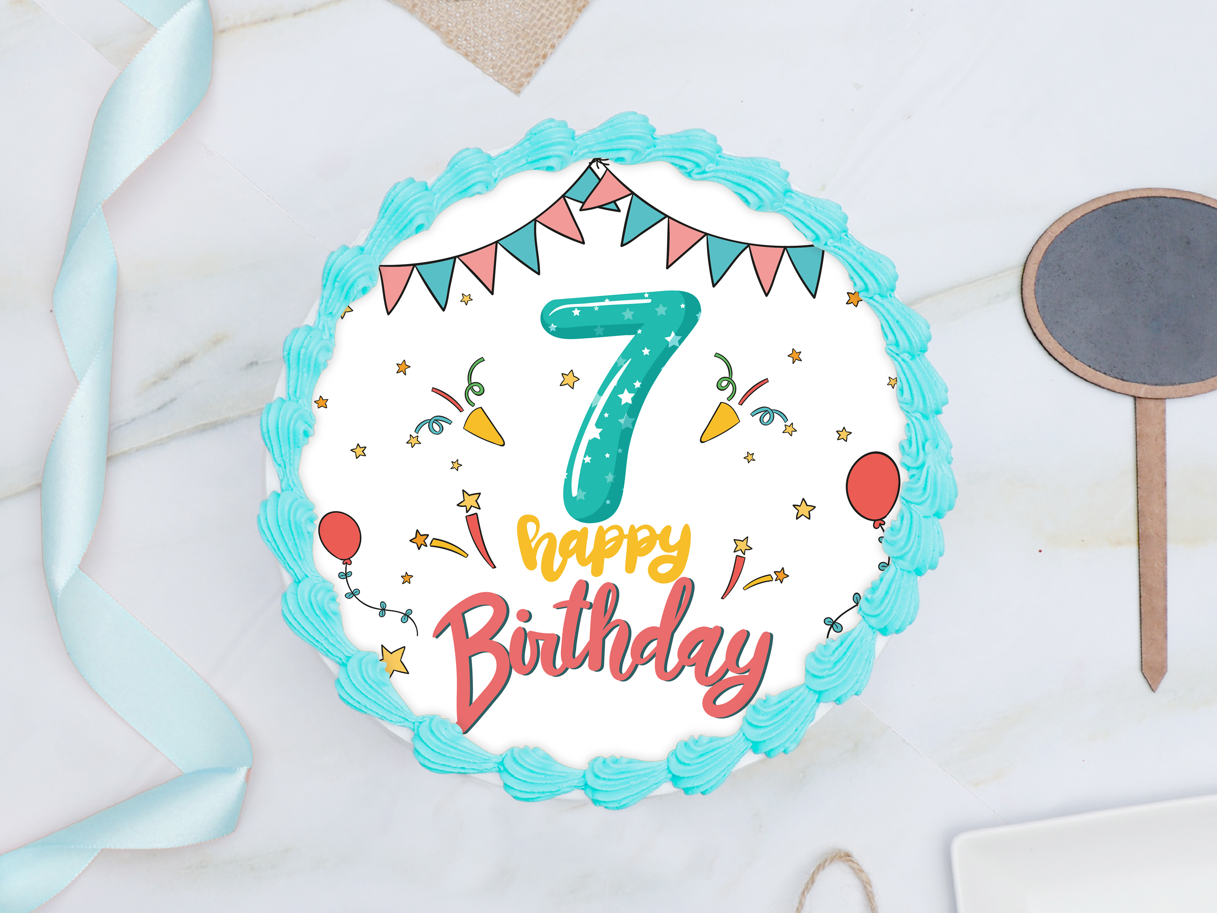 7th birthday photo cake
