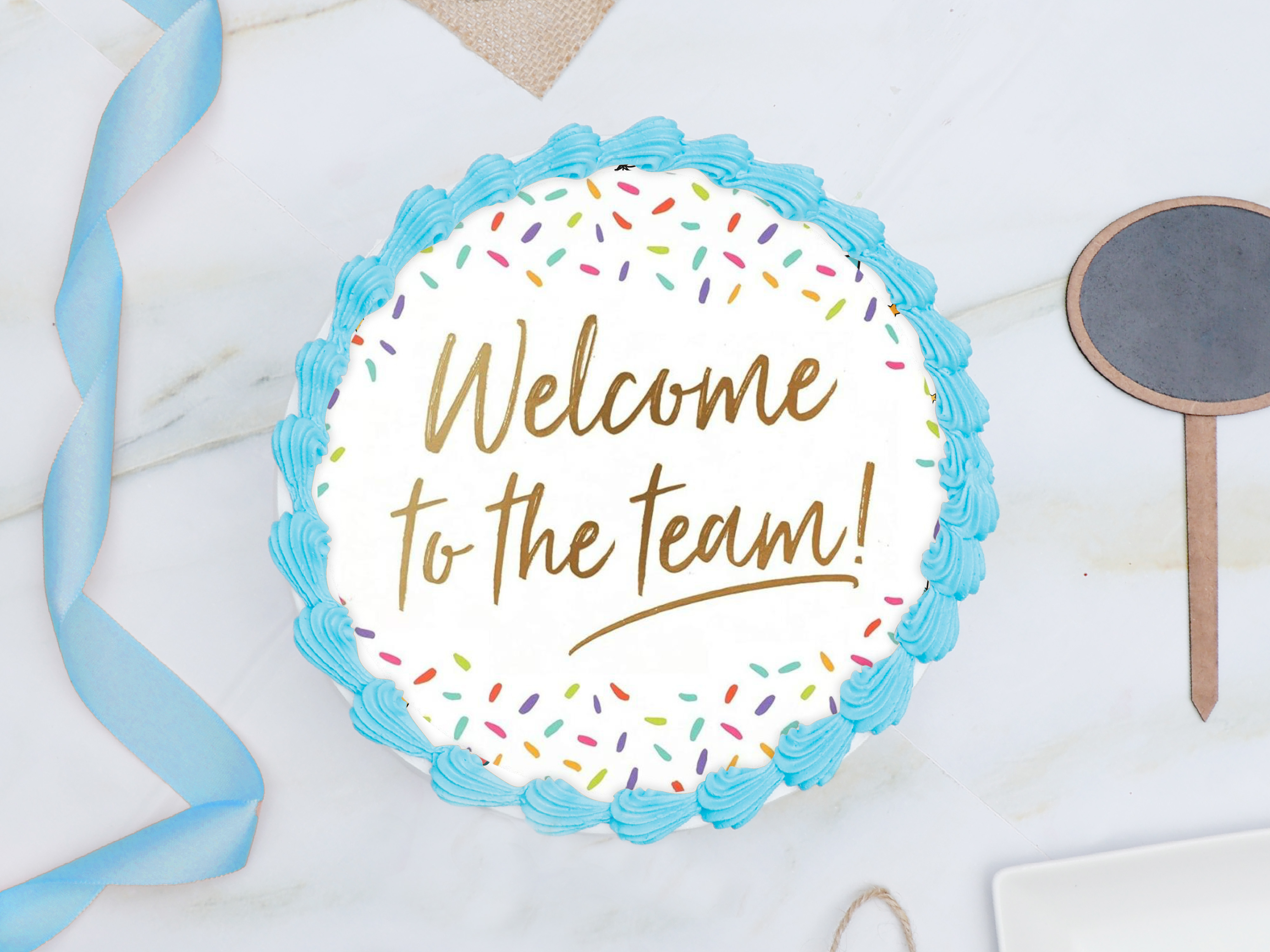 Welcome to the team photo cake