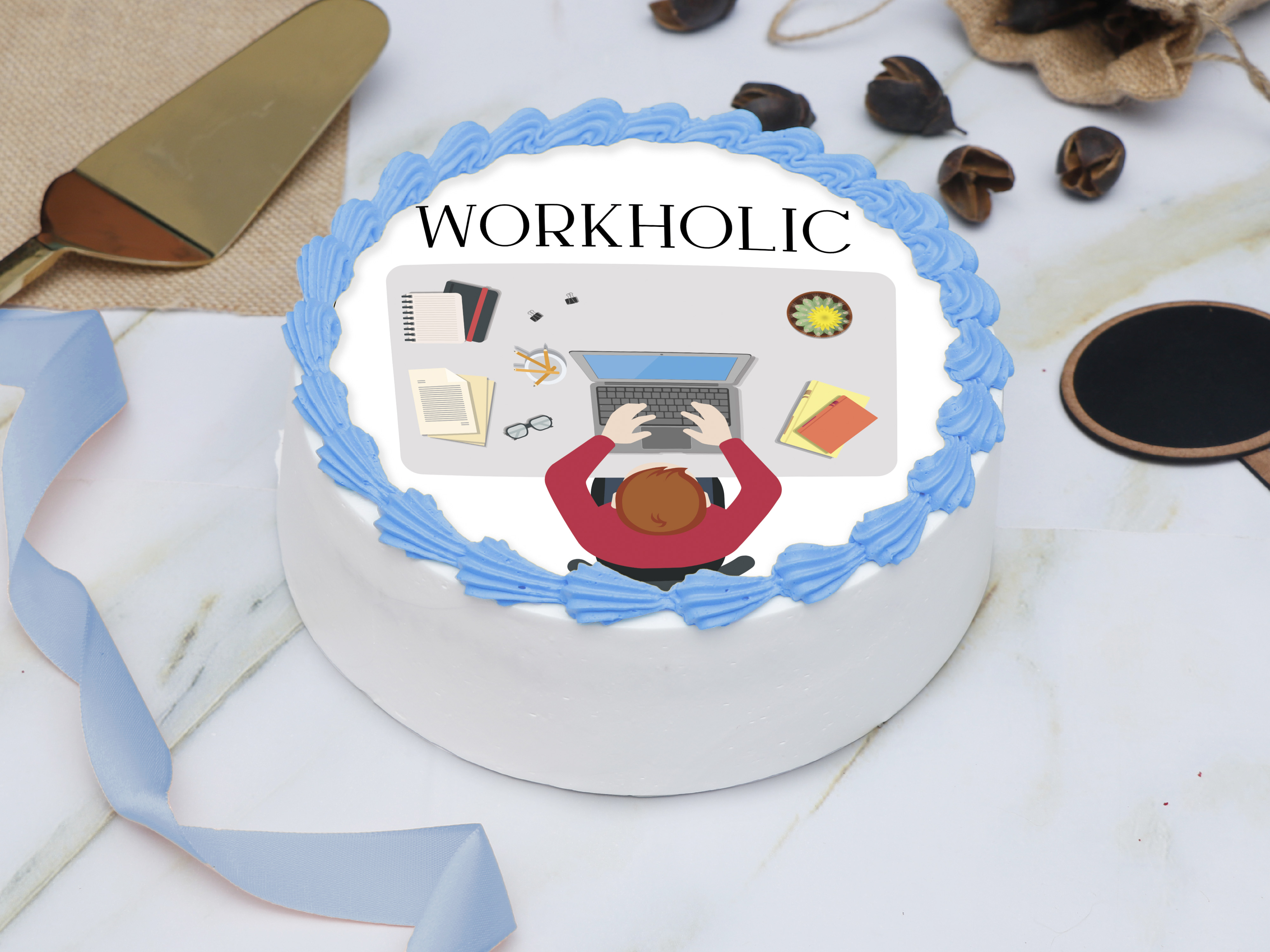 Workholic photo cake