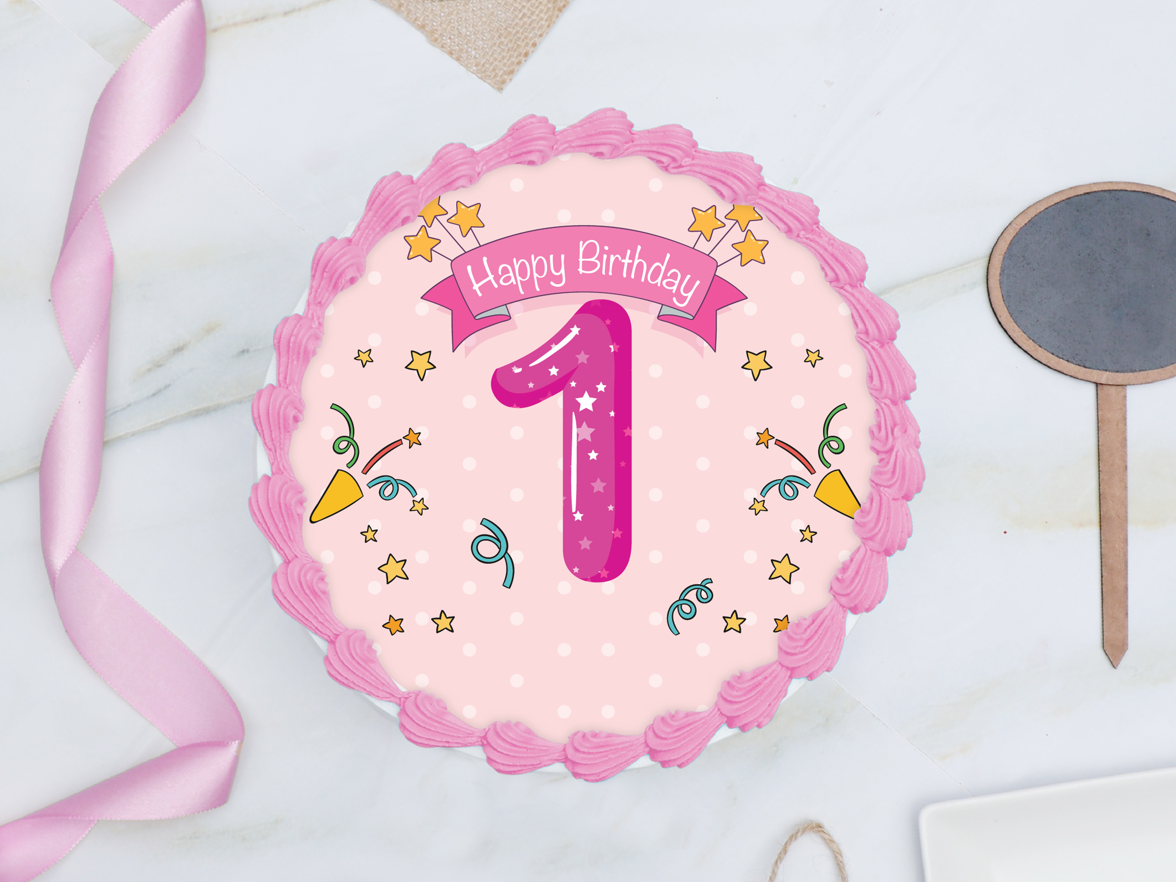 1st birthday photo cake