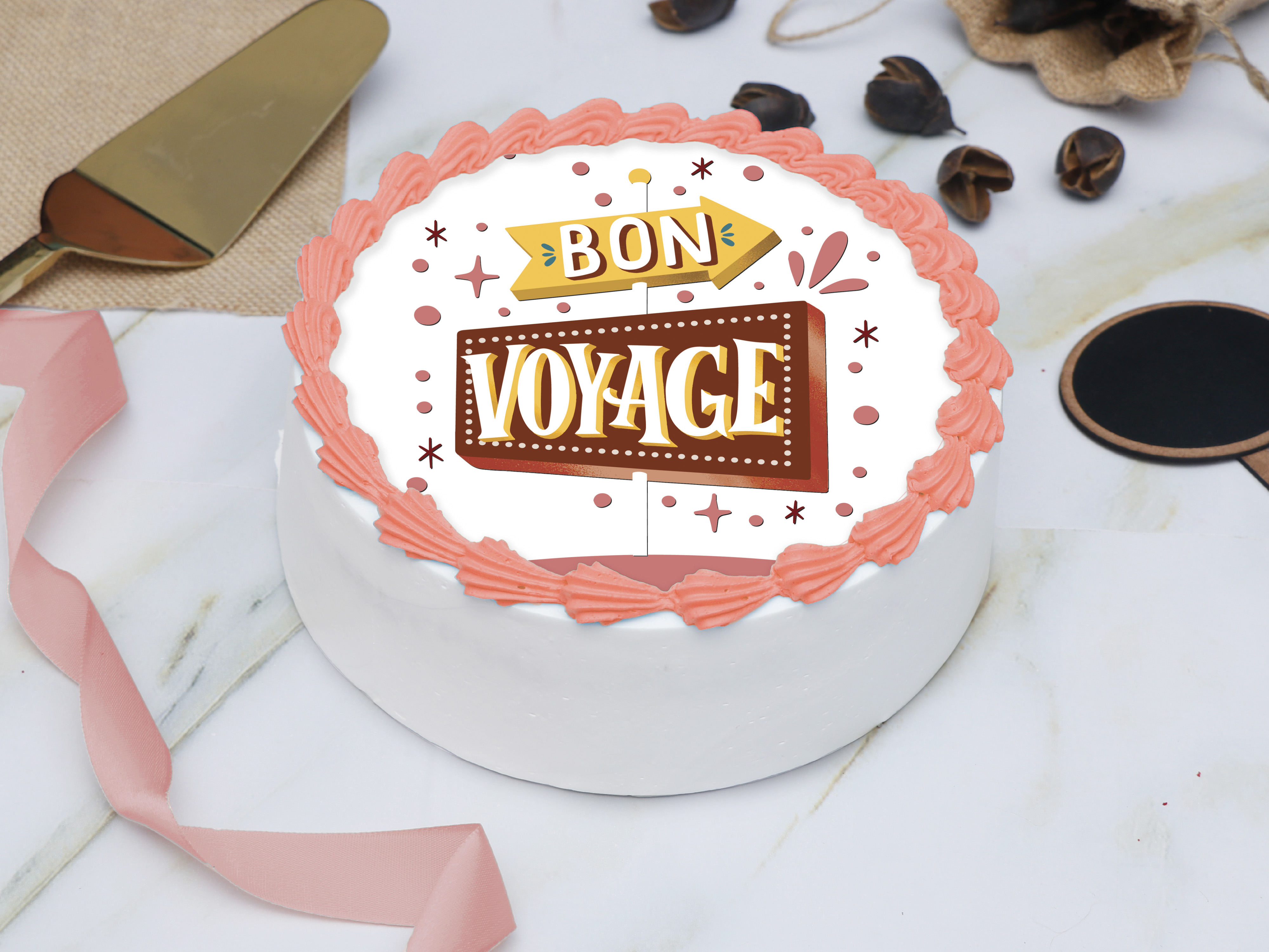 Bon voyage photo cake