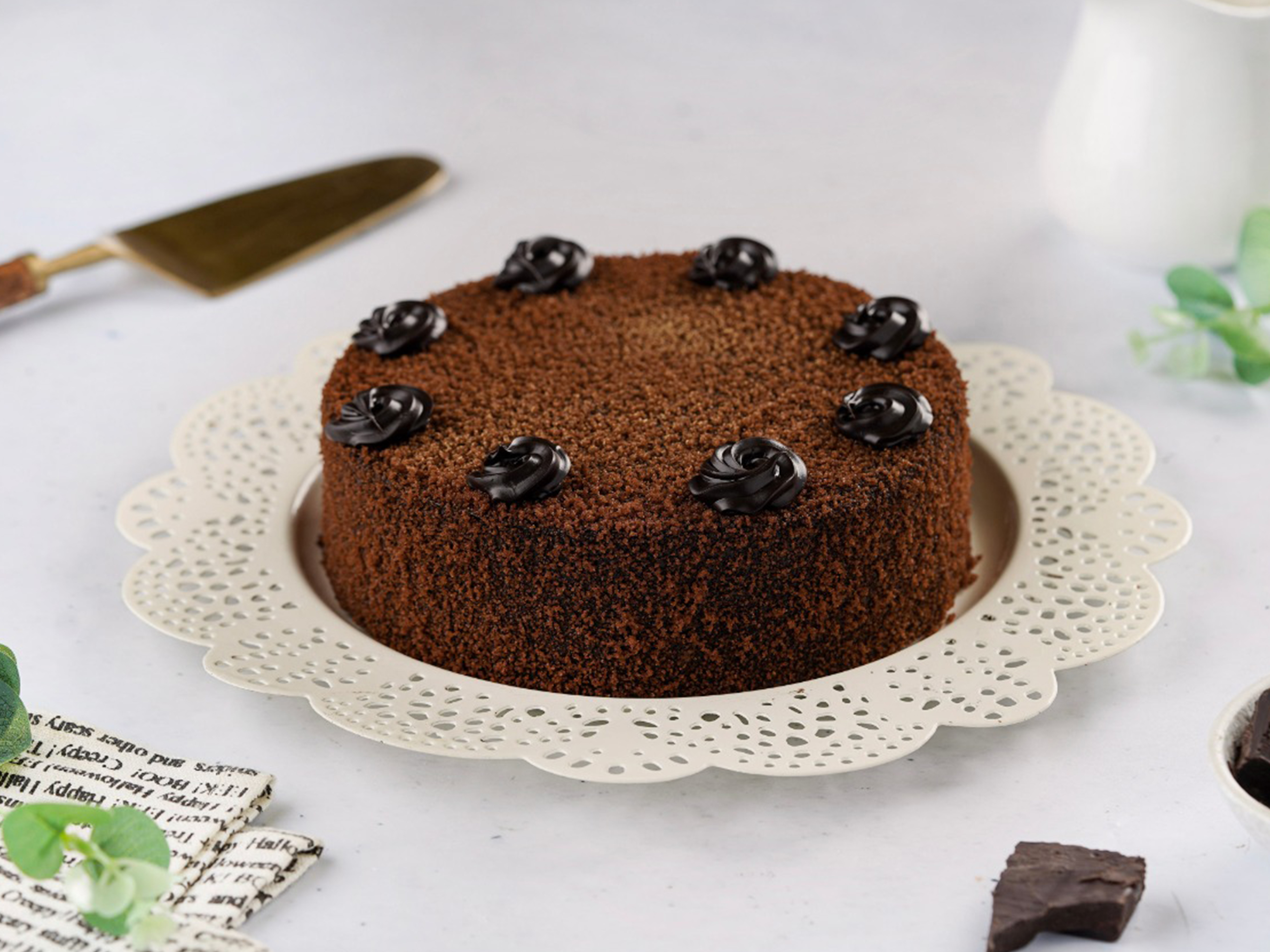 Layered chocolate truffle eggless cake