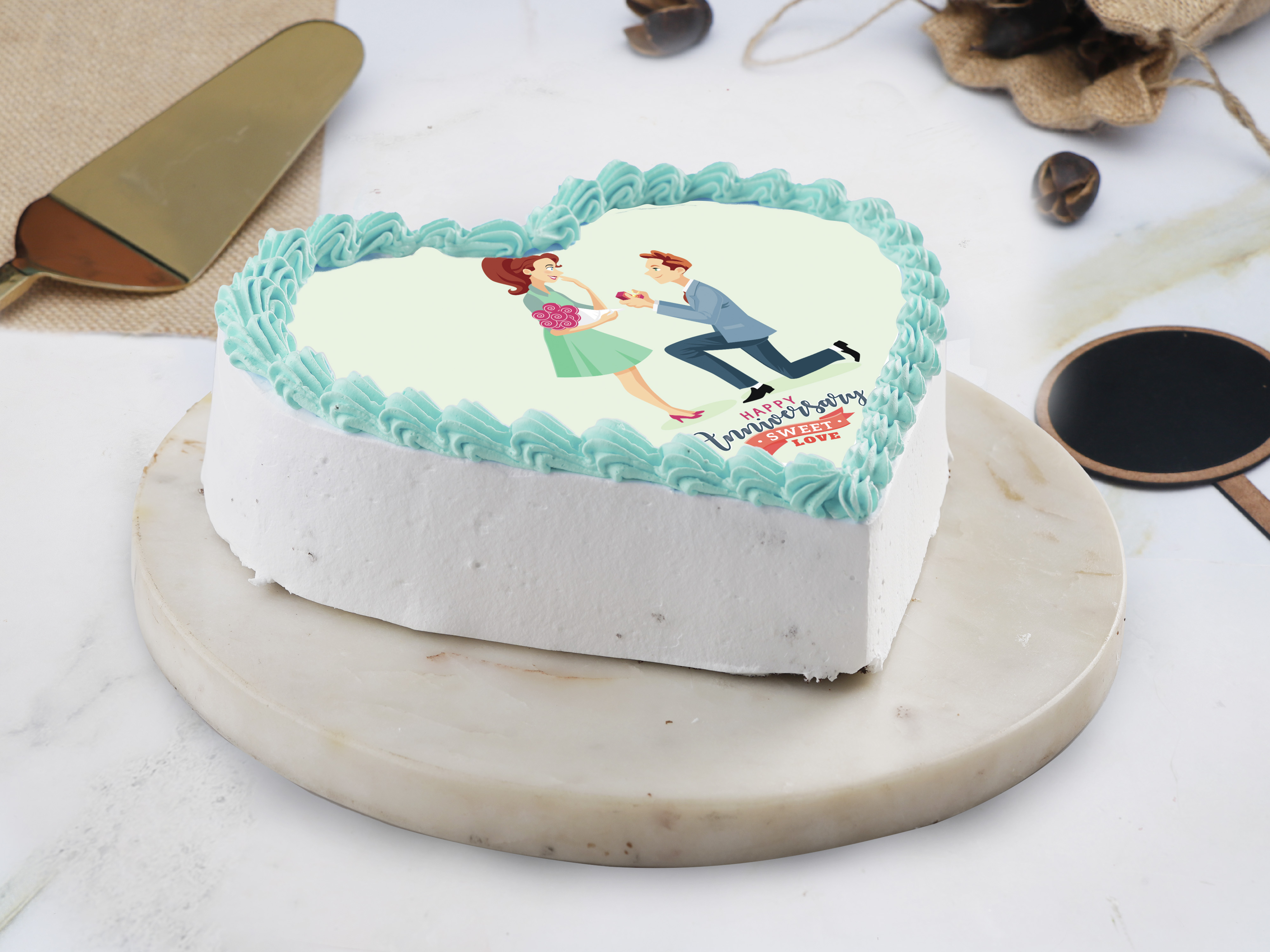 Happy anniversary sweet love photo cake