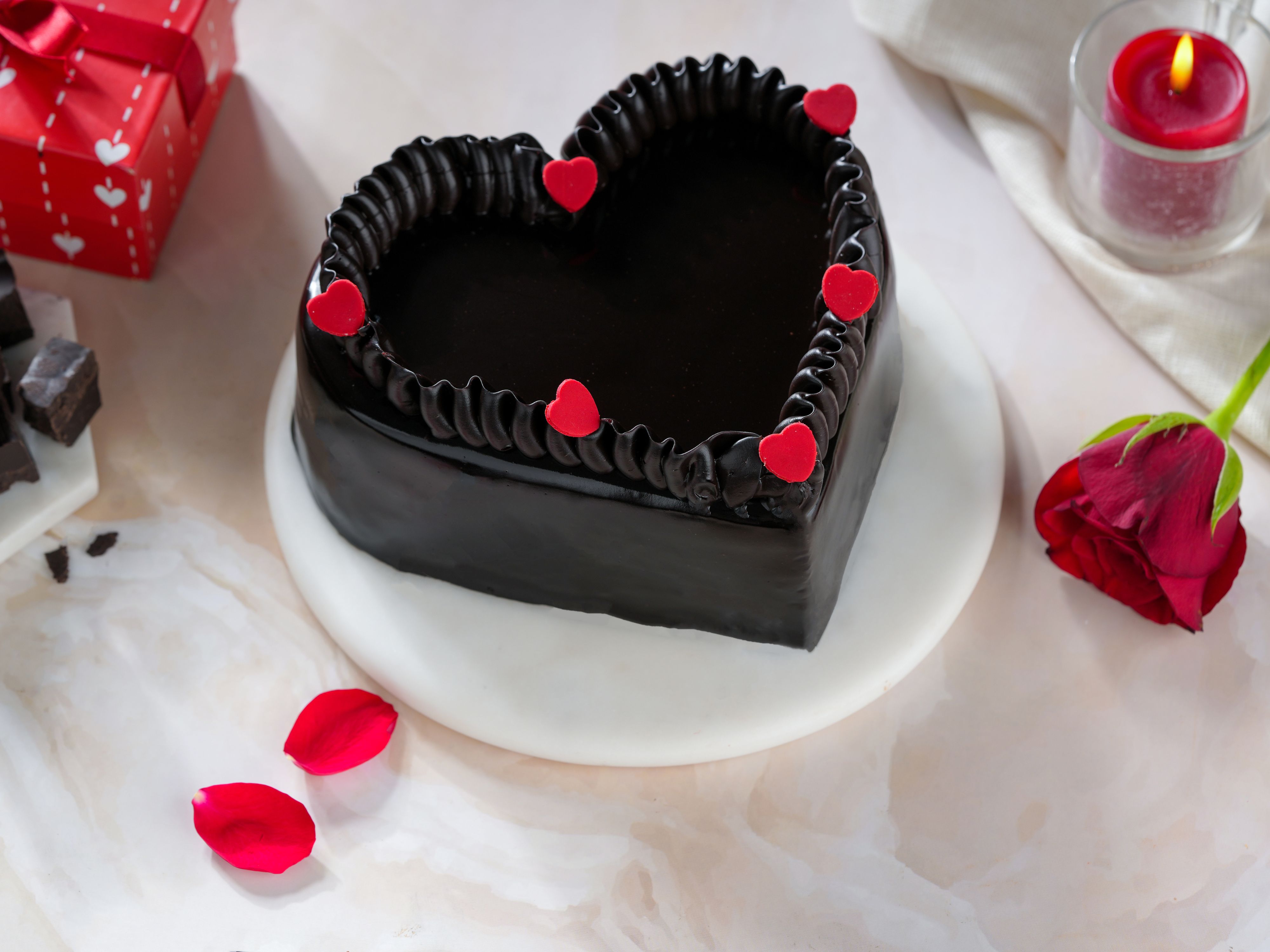 Chocolate heart truffle cake