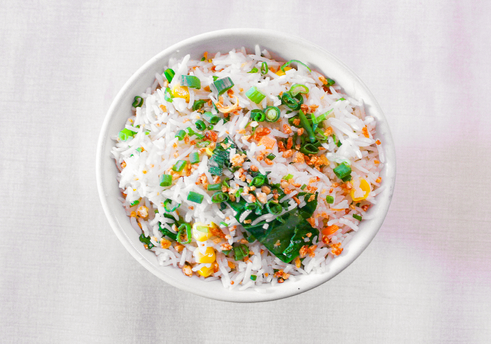 Burnt Garliccorn And Spinach Fried Rice Portion