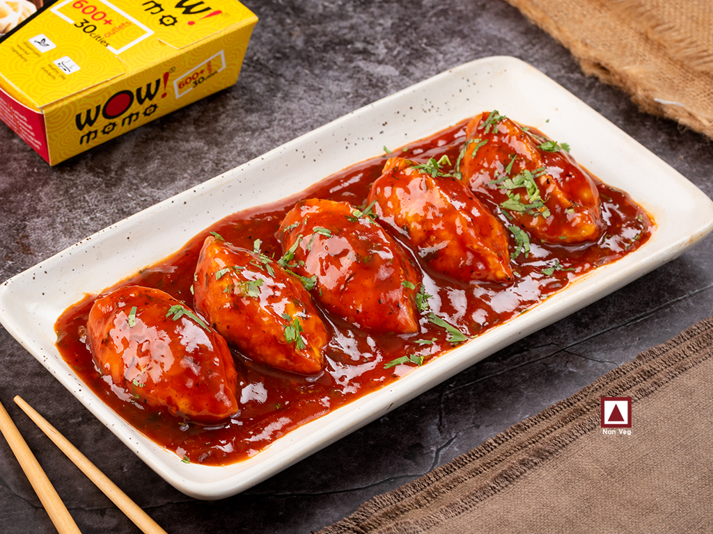 #Chicken Delight Pan Fried Momo In Tomato Garlic Sauce(Non Spicy)