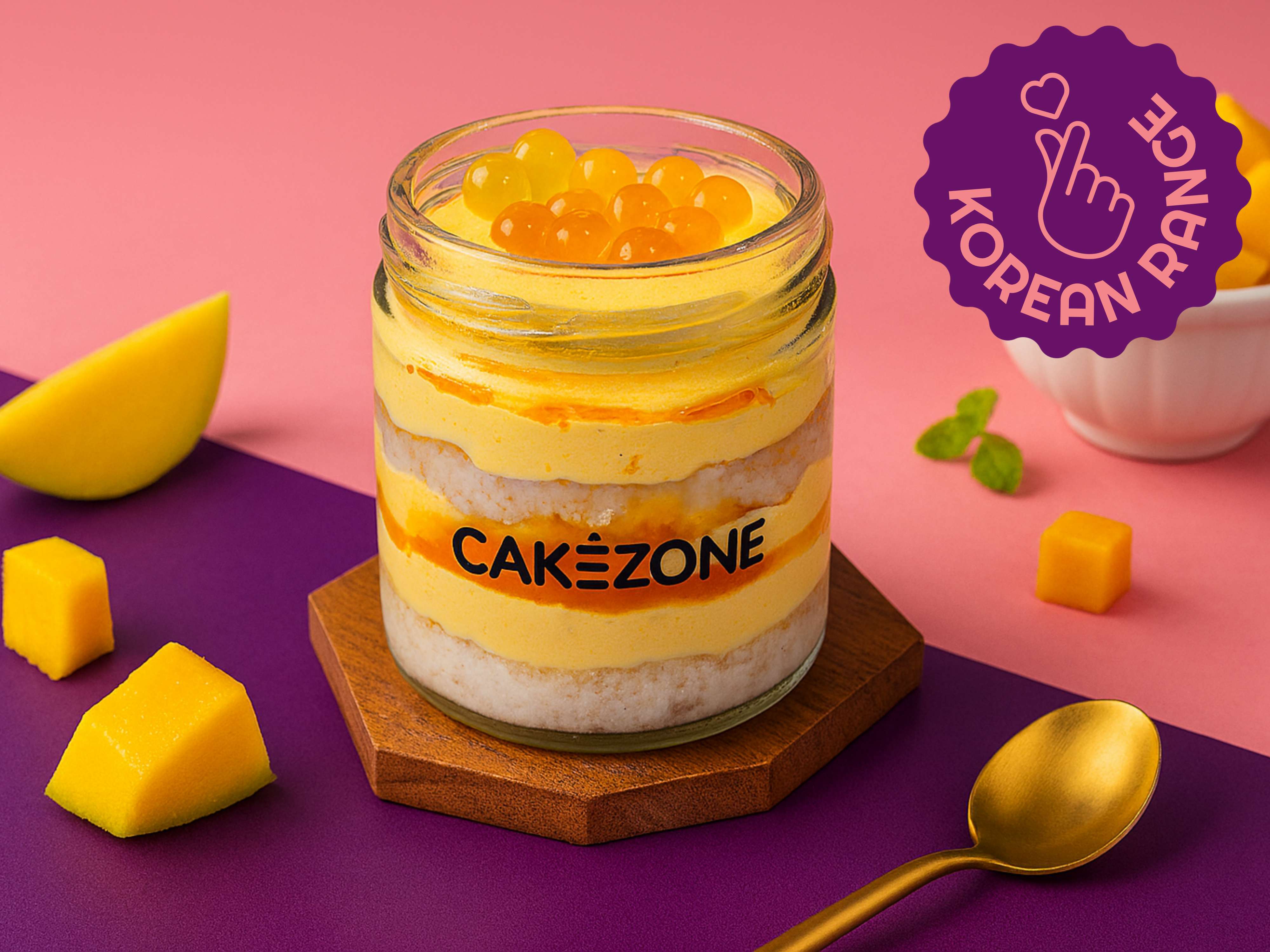 Tropical mango boba jar cake