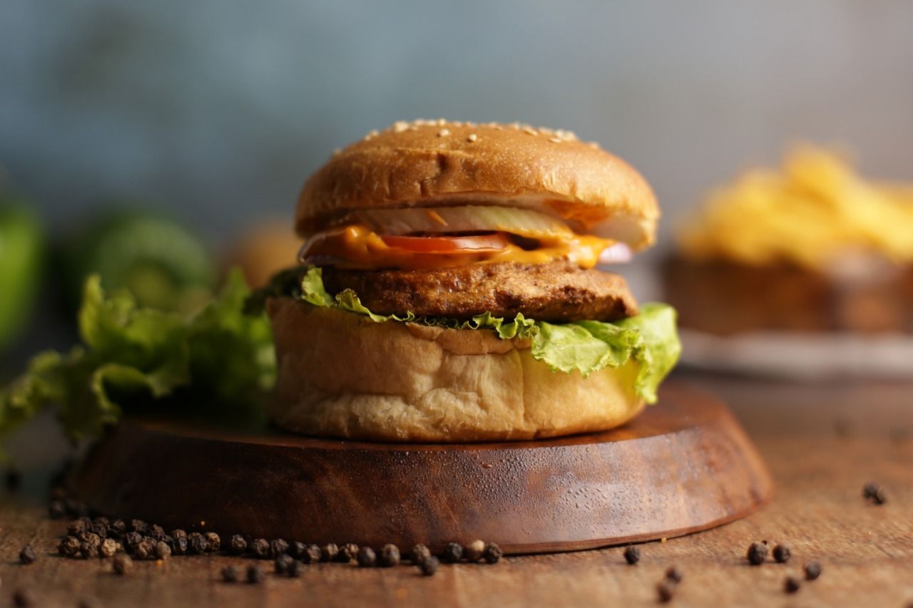 Juicy lamb burger
