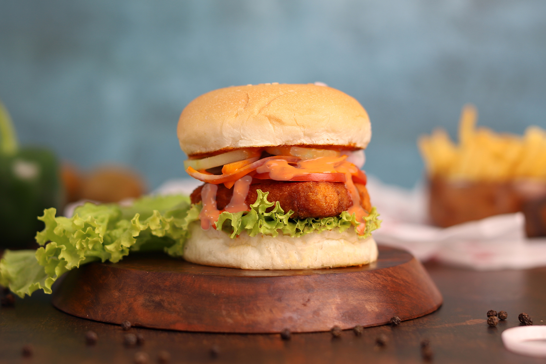 Five spice paneer burger