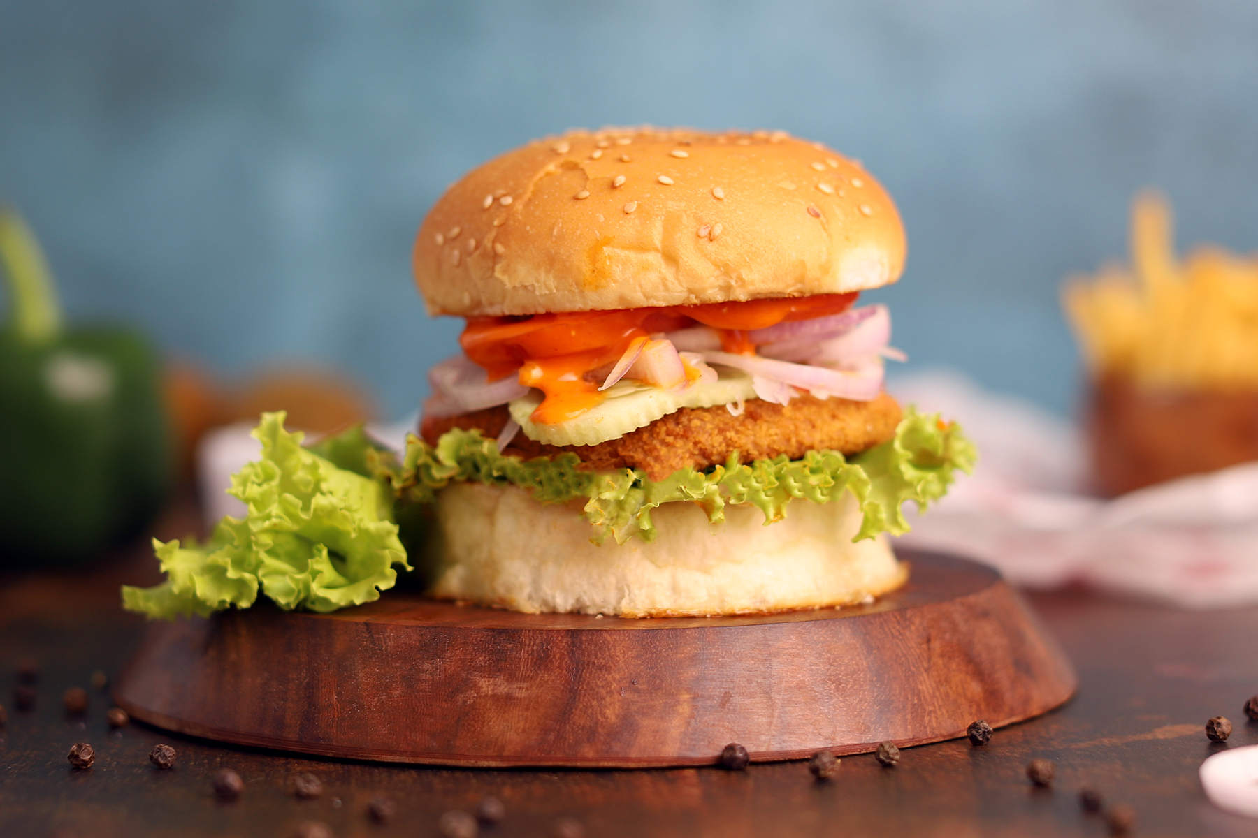 Schezwan premium lamb burger