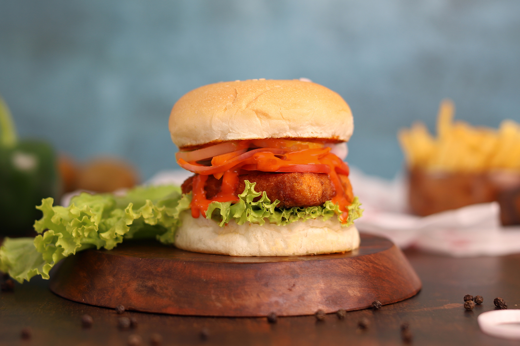 Mexican wave paneer burger