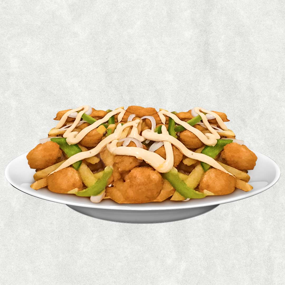 Large chicken popcorn with schezwan sauce
