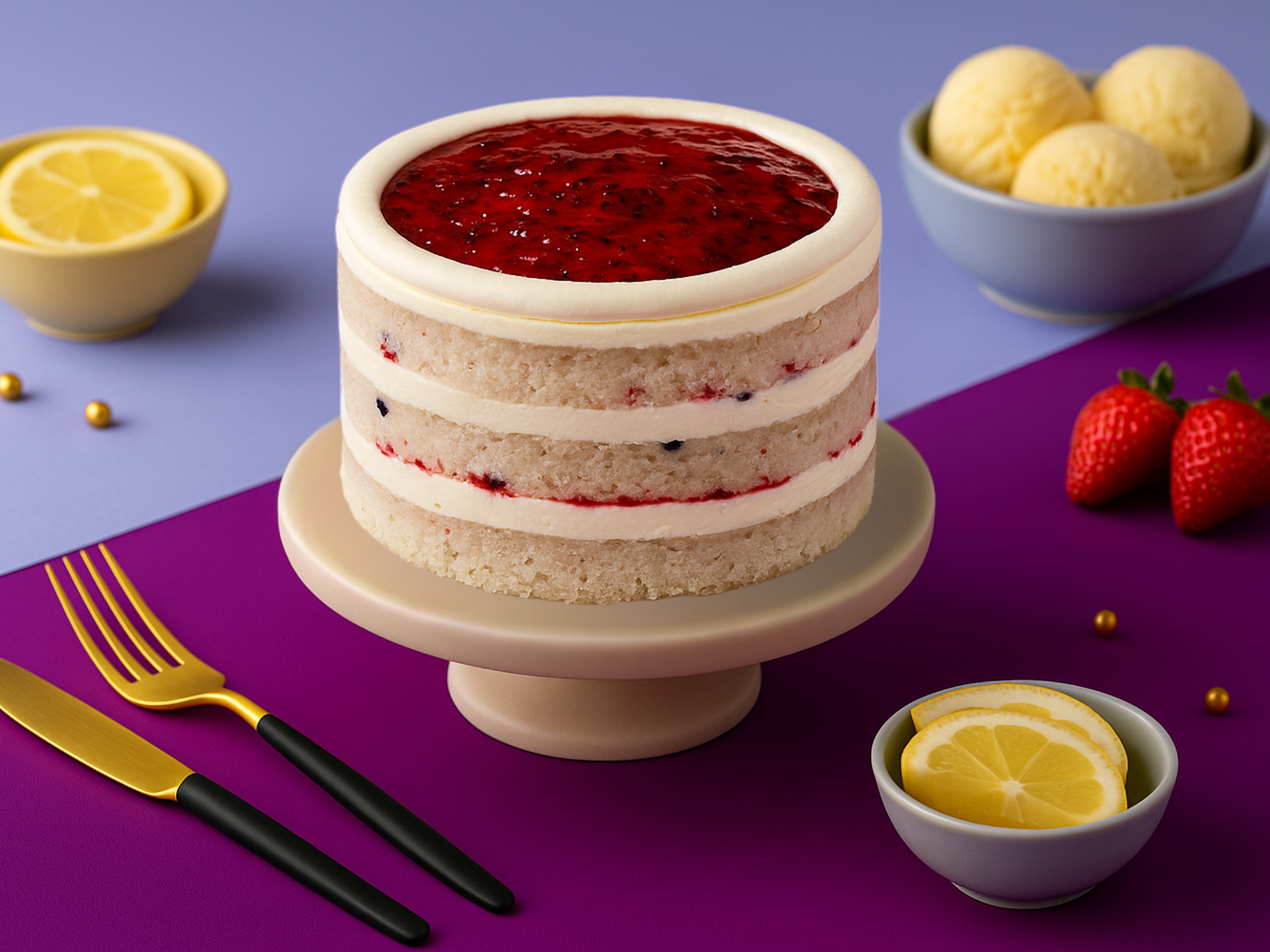 Lemon berry neaked cake