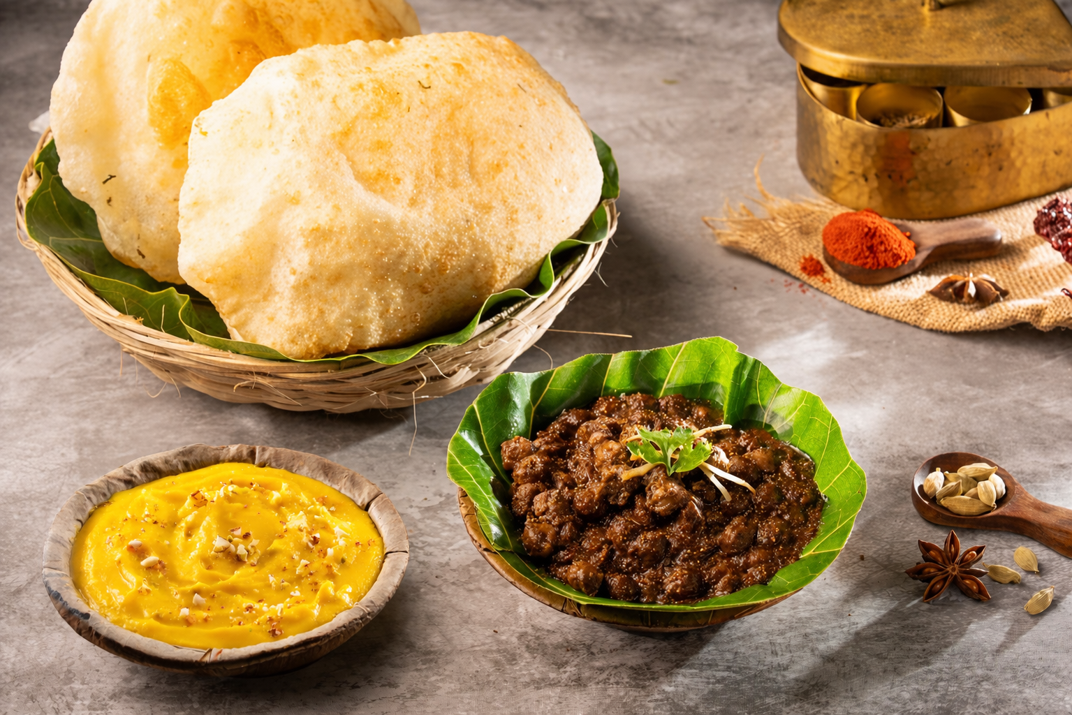 Chole Bhature With Aamrakhand (Mango Shrikhand)