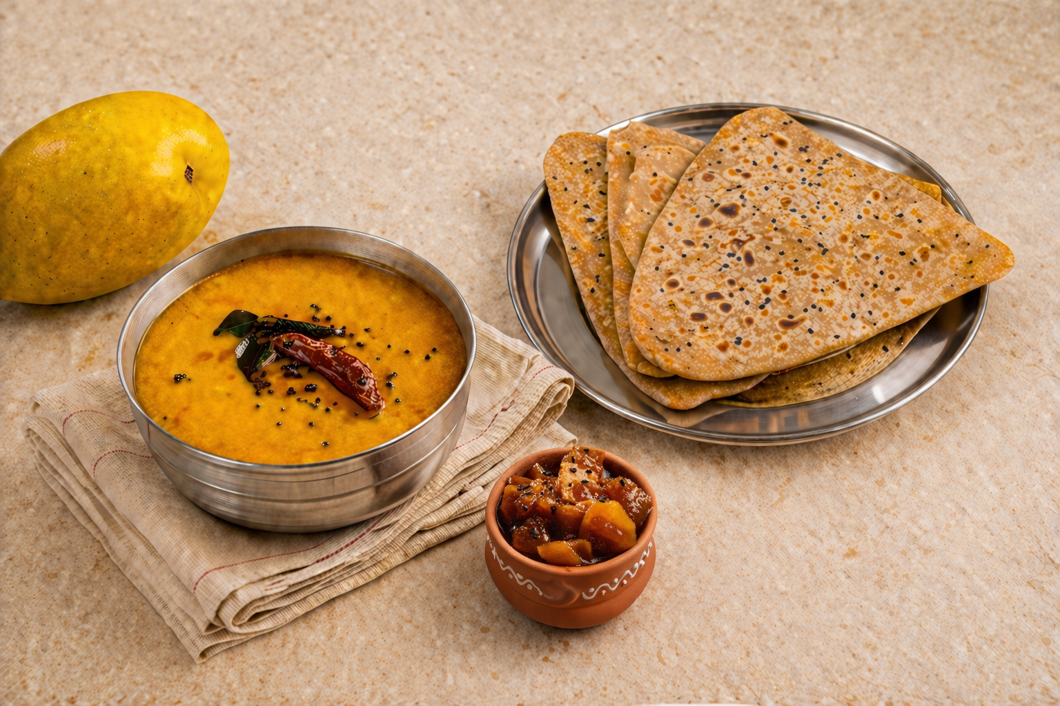 Mango Kadhi Paratha Meal With Aam Ki Launji