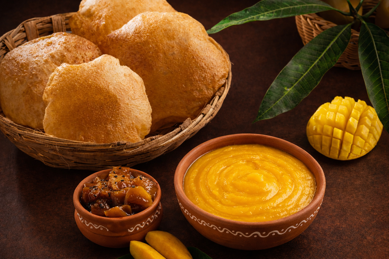 Aamras Poori (4pc) With Aam Ki Launji