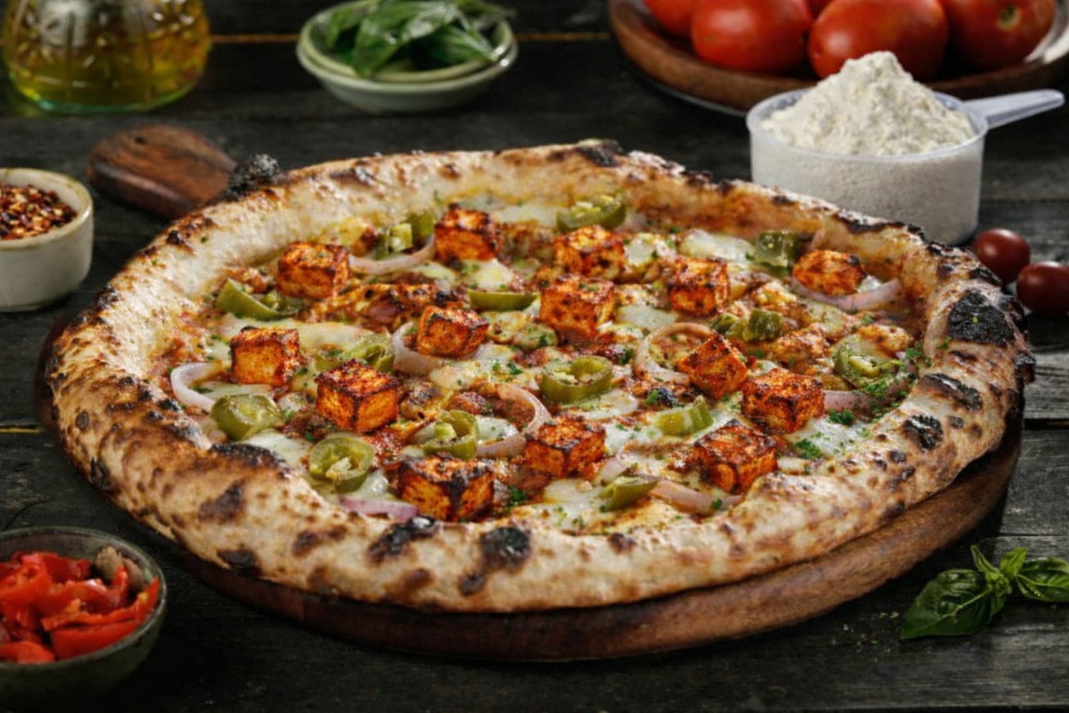 High Protein Sourdough Paneer Tikka Pizza