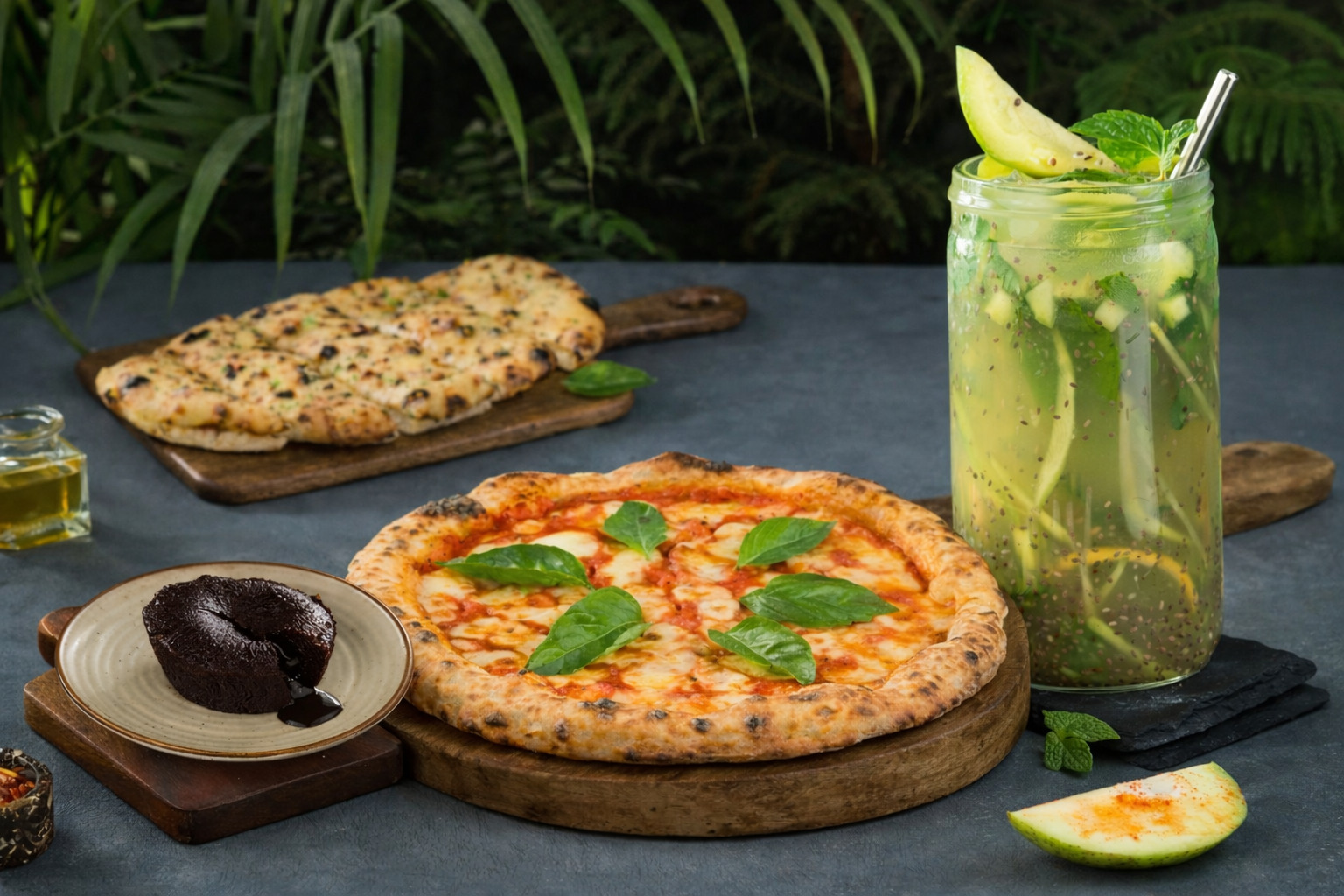 Pizza + Garlic Bread + Choco Lava + Prebiotic Aam Panna Cooler(300ml)