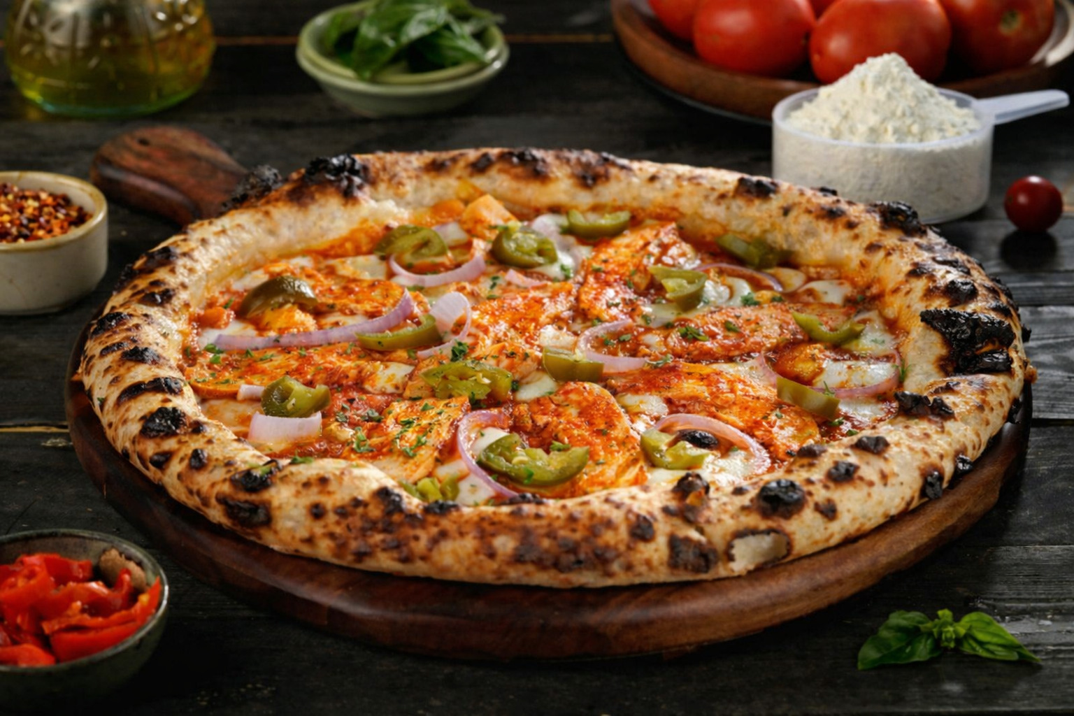 High Protein Sourdough Peri Peri Chicken Pizza
