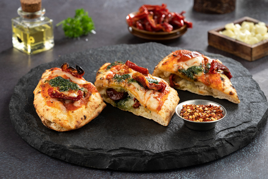 High Protein(39.8 G) Sourdough Pesto Stuffed Garlic Bread
