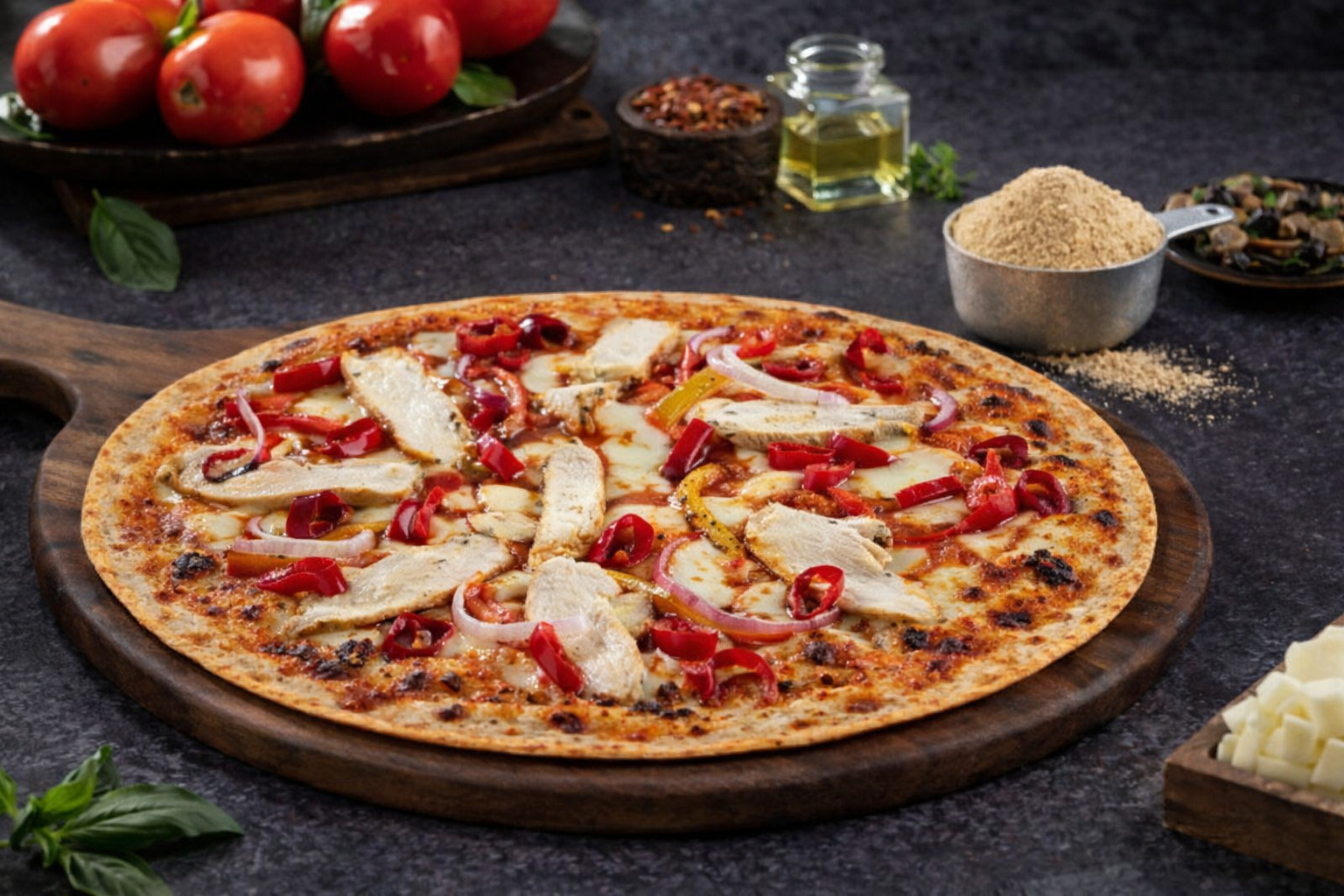 High Protein Thincrust Flame Grilled Chicken Pizza