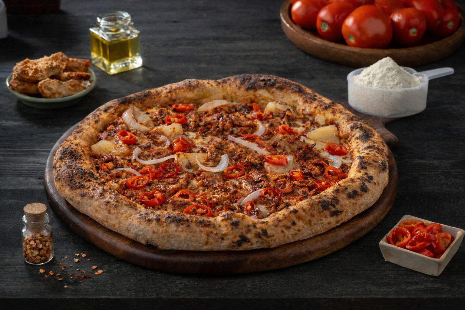 High Protein Sourdough Chicken Tikka Pizza