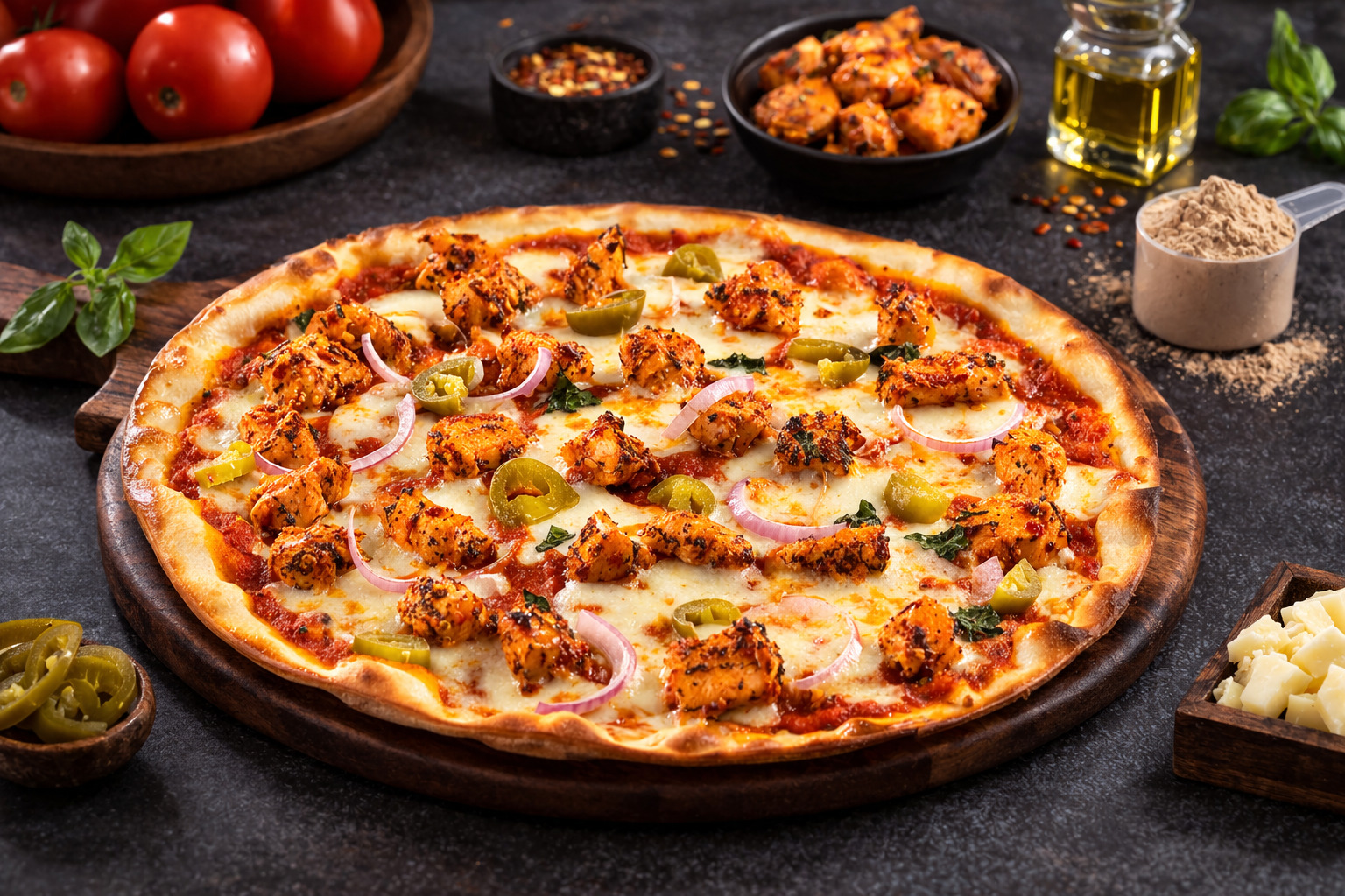 High Protein Thincrust Spicy Chicken Pizza