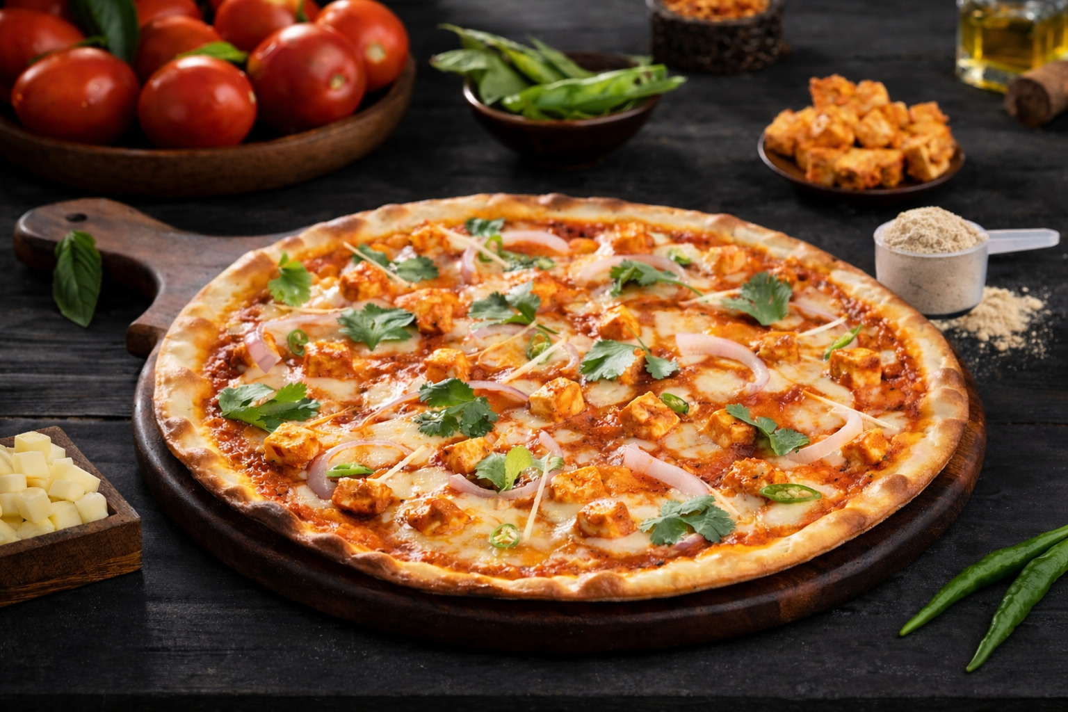 High Protein Thincrust Paneer Makhni Pizza