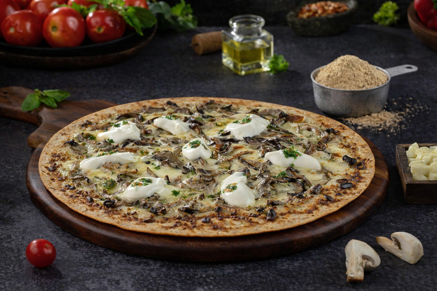 High Protein Thincrust Truffle Mushroom Pizza
