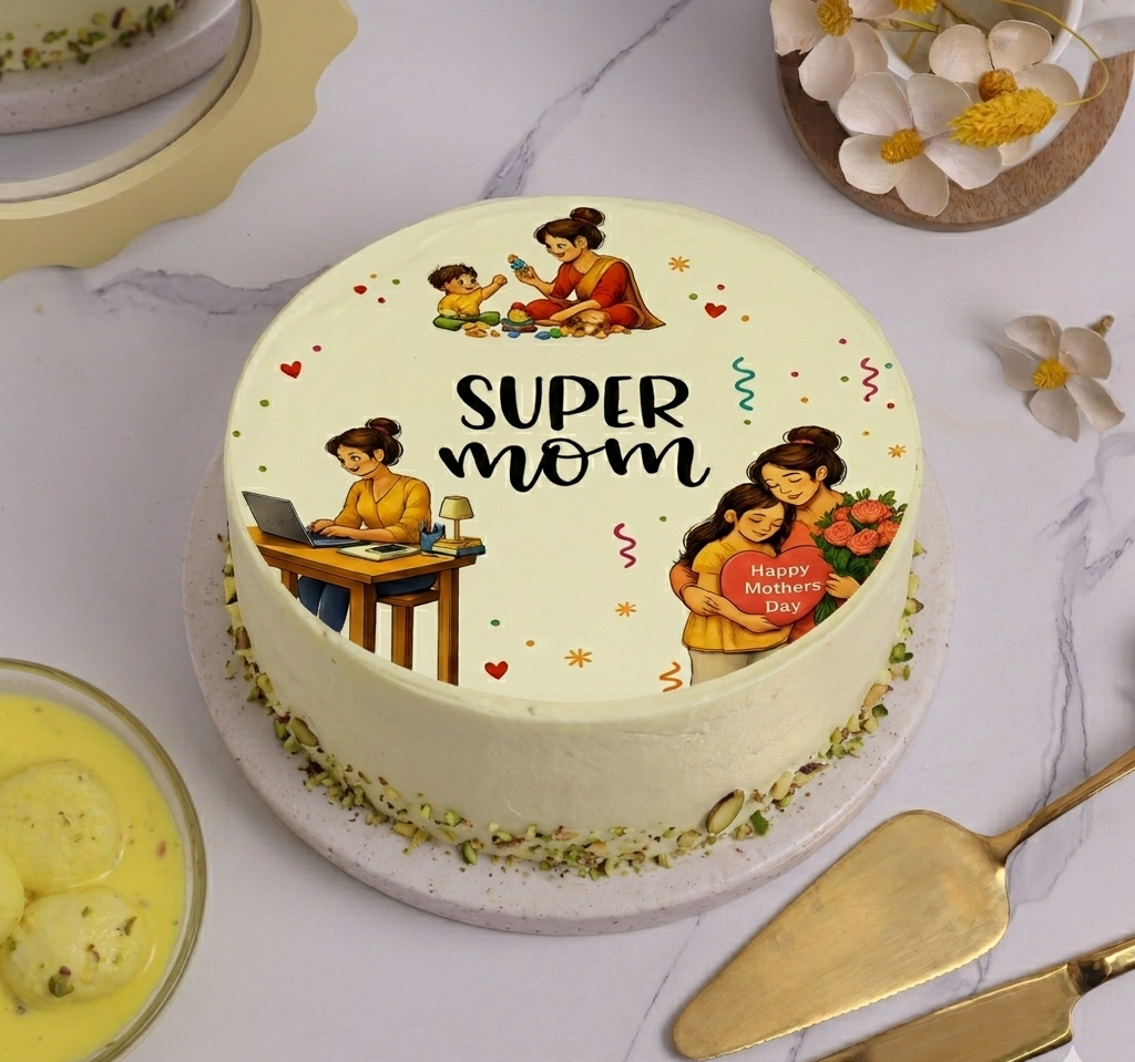 Super Mom Rasmalai Poster Cake (500 Gm)