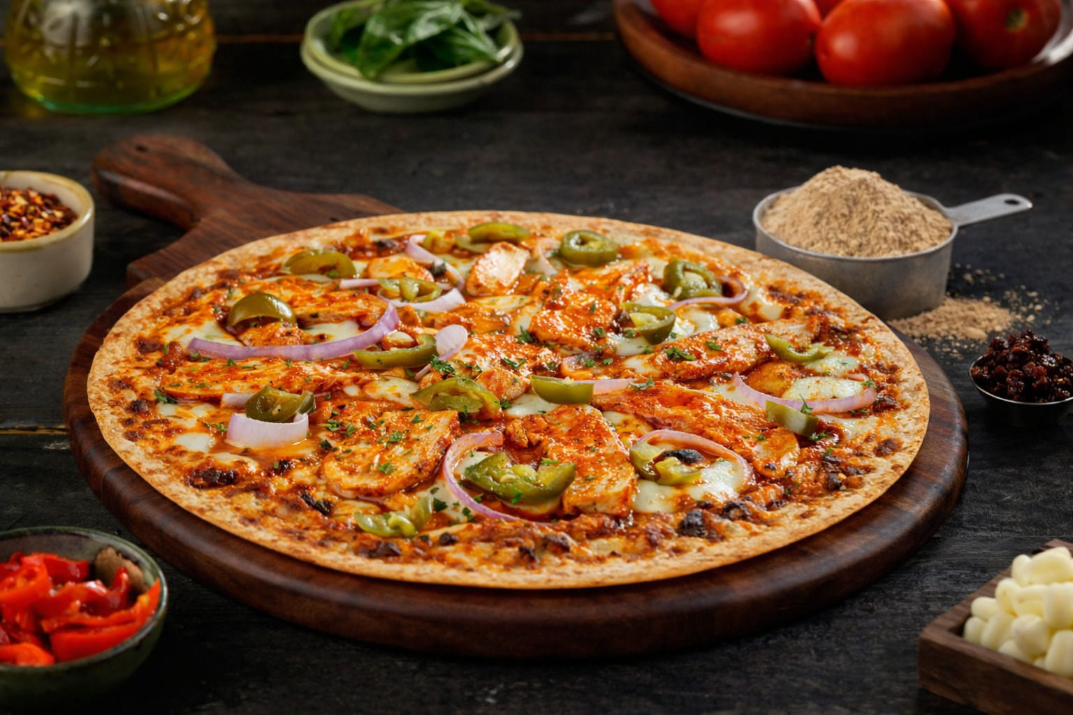 High Protein Thincrust Spicy Peri Peri Paneer Pizza