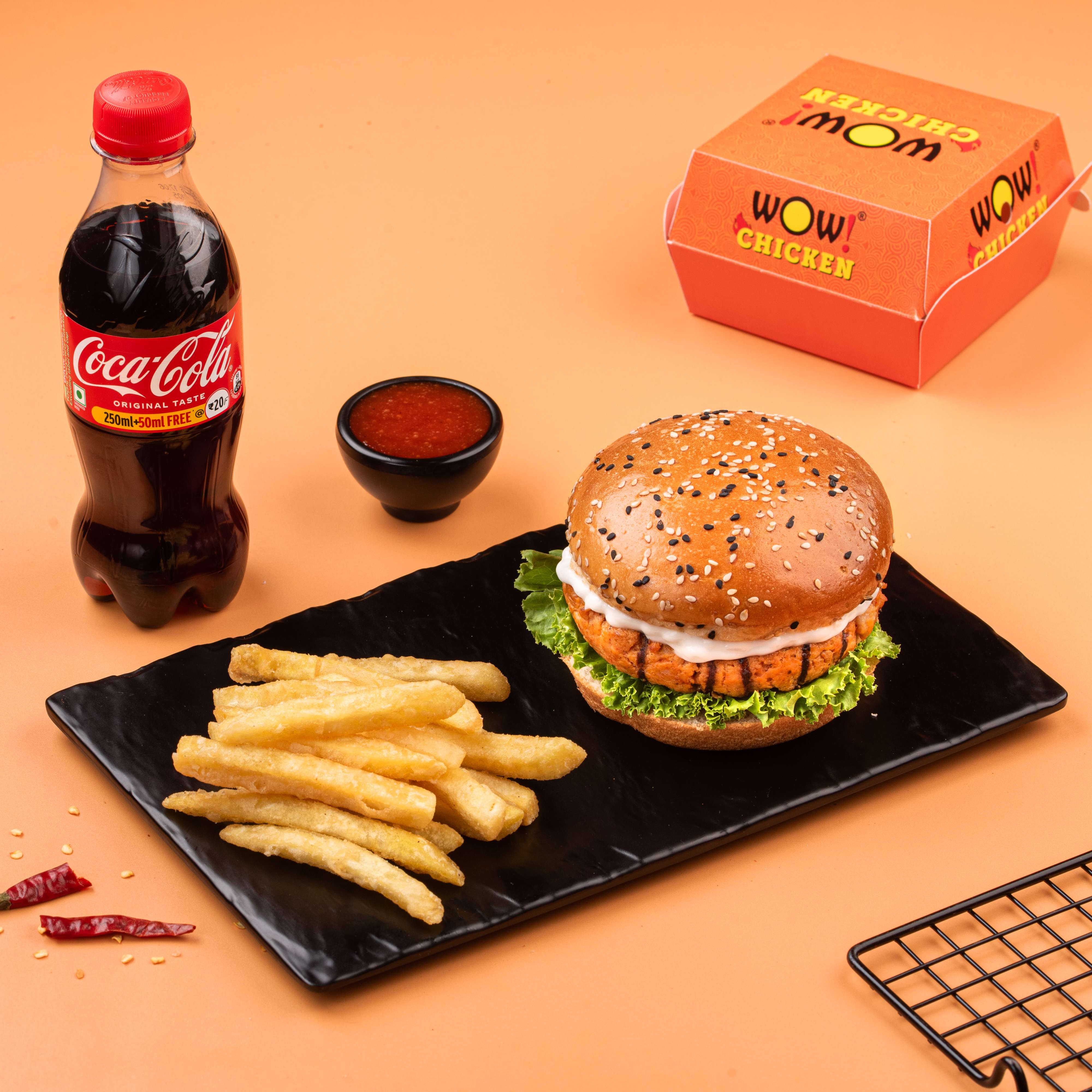 1 Pc Peri Peri Grilled Chicken Burger+1 Regular Fries +1 Coke 250ML