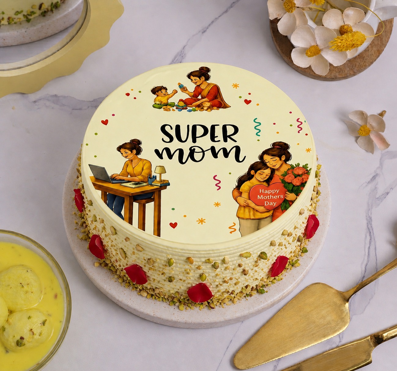 Super Mom Rasmalai Poster Cake (500 Gm)