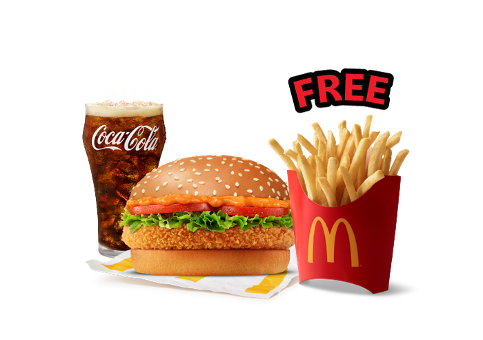 Signature 7 Veggies Burger + Coke, Get Free Fries (M)