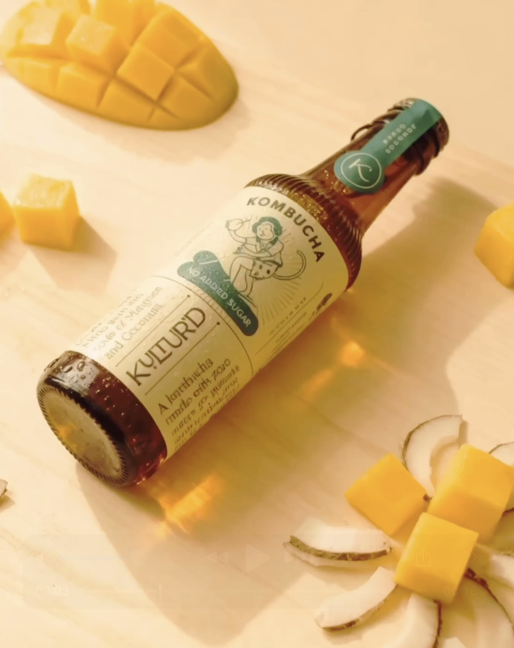 Mango Coconut Kombucha (Zero Added Sugar)
